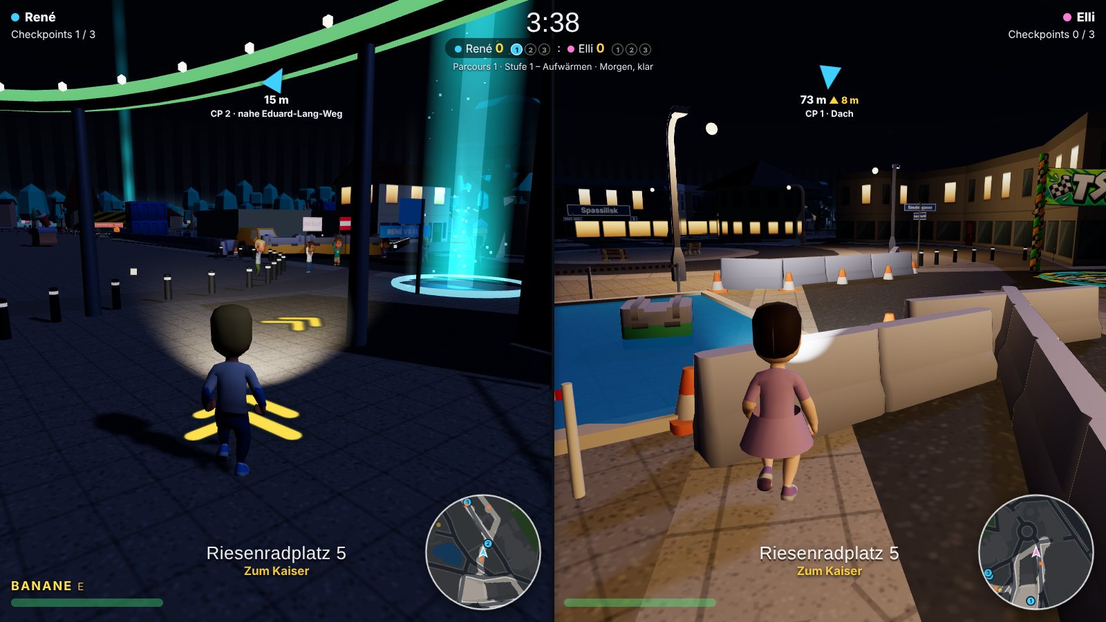 Splitscreen-Duell bei Nacht